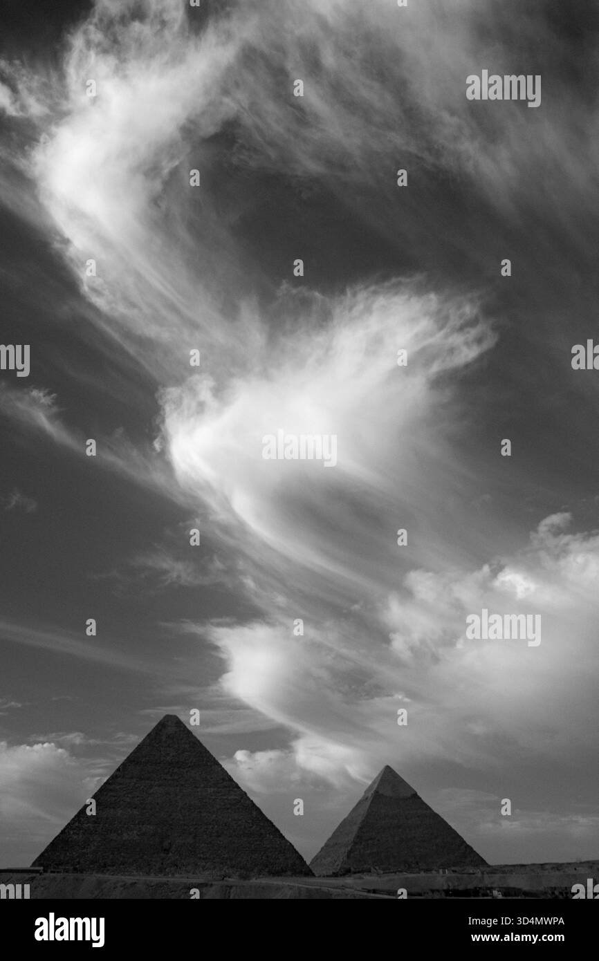 Grandes pyramides de Gizeh, le Caire, Egypte Banque D'Images