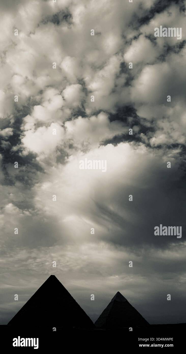 Grandes pyramides de Gizeh, le Caire, Egypte Banque D'Images