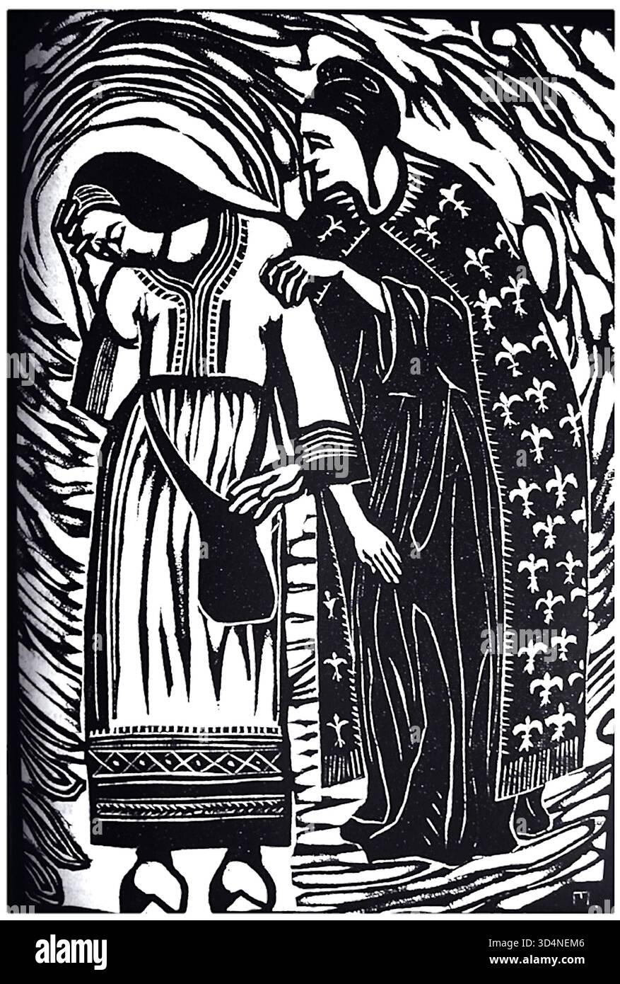 Jeanne Malivel - L'Union de la Bretagne avec France.png gravure sur bois tirée du livre 'histoire de notre Bretagne' - 1922 Banque D'Images