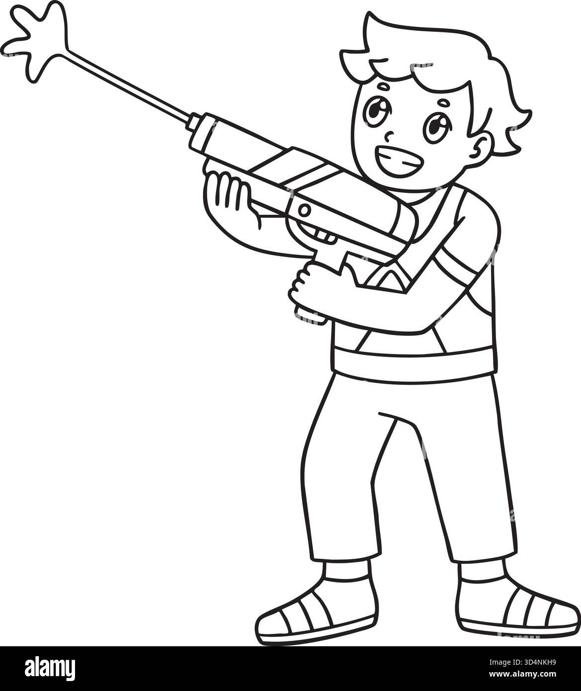 Laser Tag Boy avec un pistolet laser Tag isolé Illustration de Vecteur
