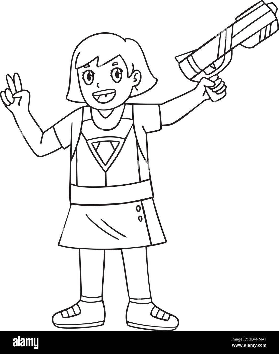 Laser Tag Girl avec laser Tag Gun isolé Illustration de Vecteur