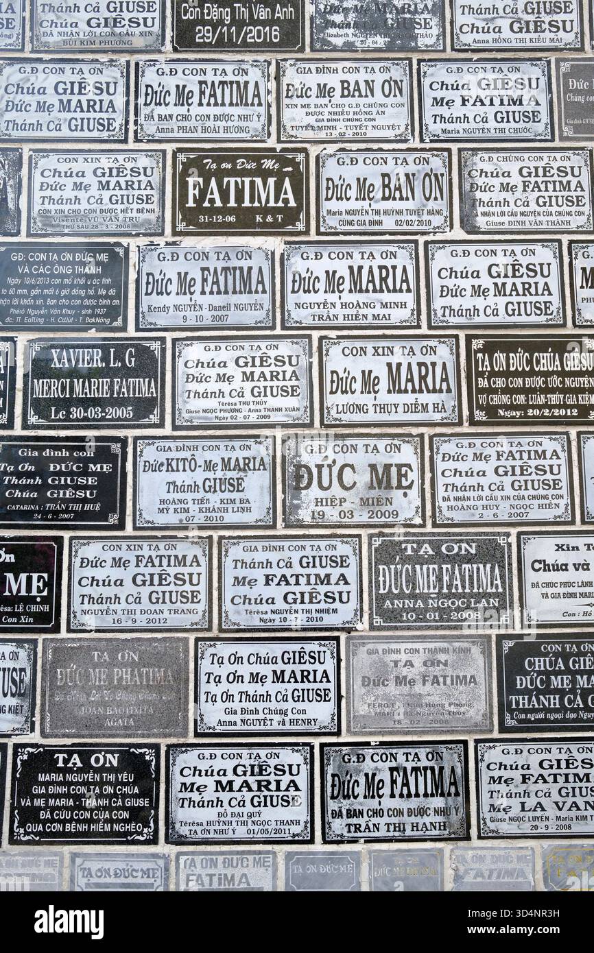 Église catholique de Fatima. Ex-voto. mur. Ho Chi Minh ville. Vietnam. Banque D'Images