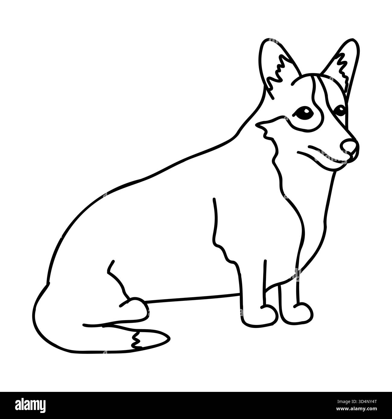 Ensemble de doodle vectoriel dessiné à la main avec chien corgi Illustration de Vecteur