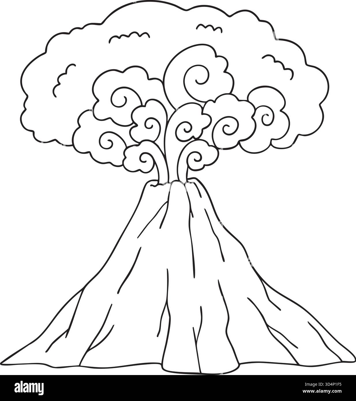 Volcan créant la coloration isolée du nuage de champignons Illustration de Vecteur