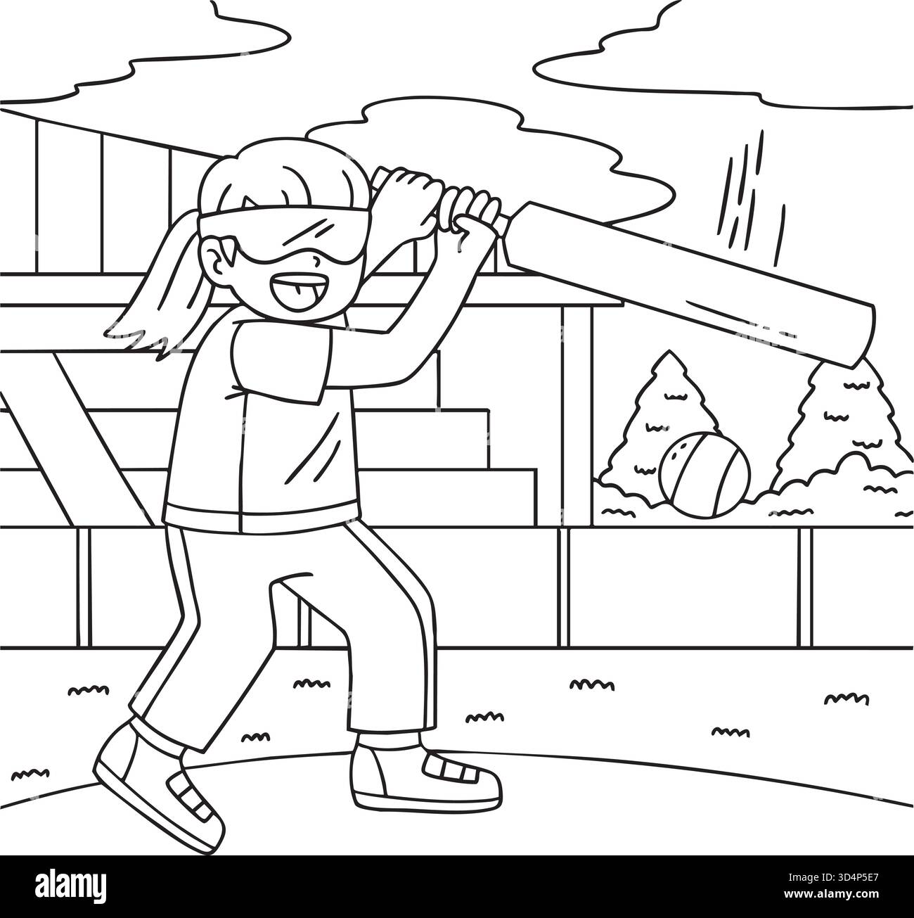 Fille sportive inclusive et adaptative jouant au cricket Illustration de Vecteur