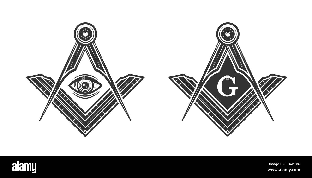 Logo vintage de la franc-maçonnerie. Freemason, Mason, Illuminati modèle de logo de conspiration. Illustration vectorielle Illustration de Vecteur