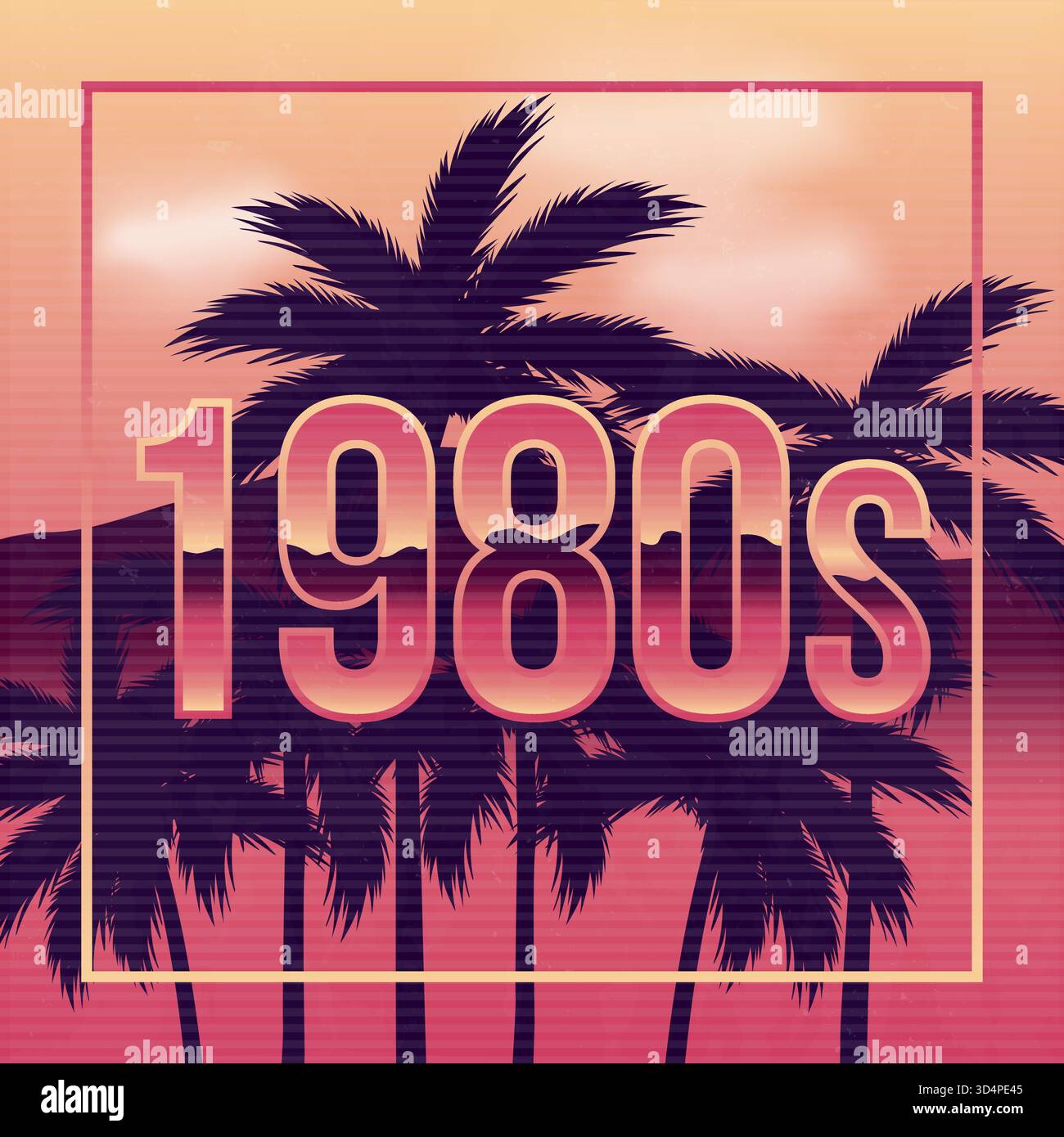 design d'affiche des années 1980 dans un style rétro outrun. Synthwave, Vaporwave, Retrowave fond avec des palmiers. Arrière-plan rétro futuriste des années 1980 avec rétro t Illustration de Vecteur