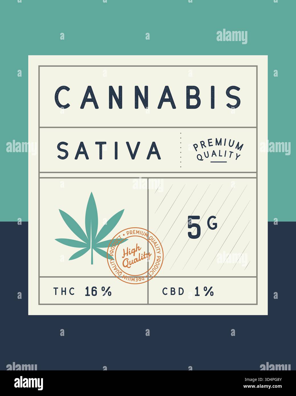 Cannabis, marijuana vintage label. Design d'emballage vintage de cannabis. Étiquette de cannabis récréatif et médicinal, étiquette, autocollant. Conception pour l'emballage. VI Illustration de Vecteur