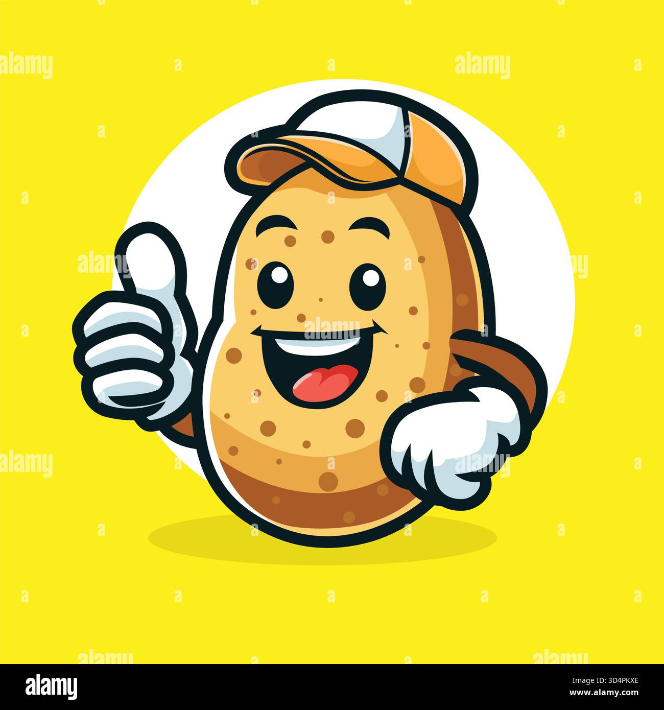Happy Smile Fried Potato Mascot Design vectoriel de personnage en une seule ligne Illustration de Vecteur