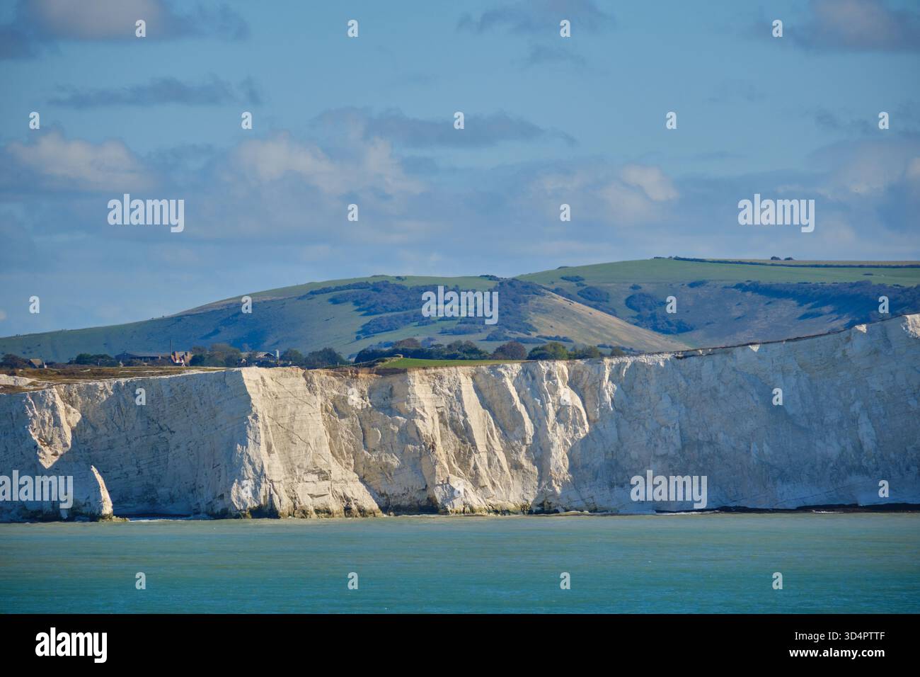 Les falaises des sept sœurs avec des collines ondulantes en arrière-plan. East Sussex, Angleterre, Royaume-Uni Banque D'Images