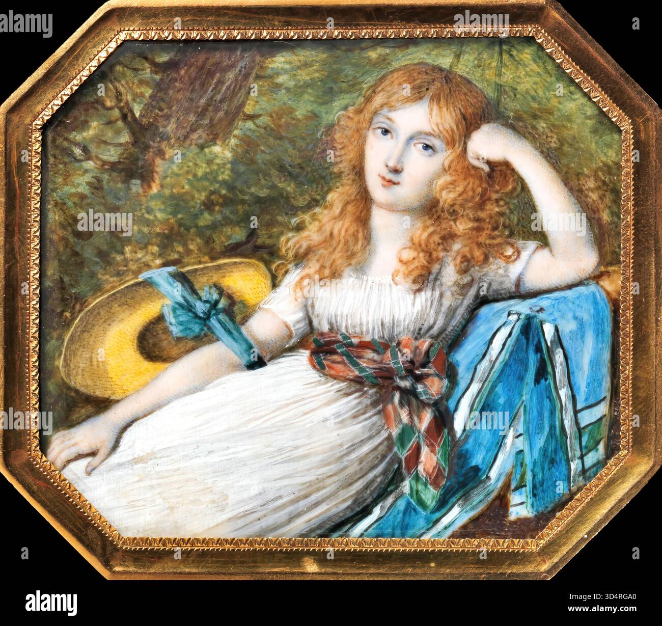 Portrait d'une jeune femme attribué à Jean Antoine Laurent Illustration de Vecteur