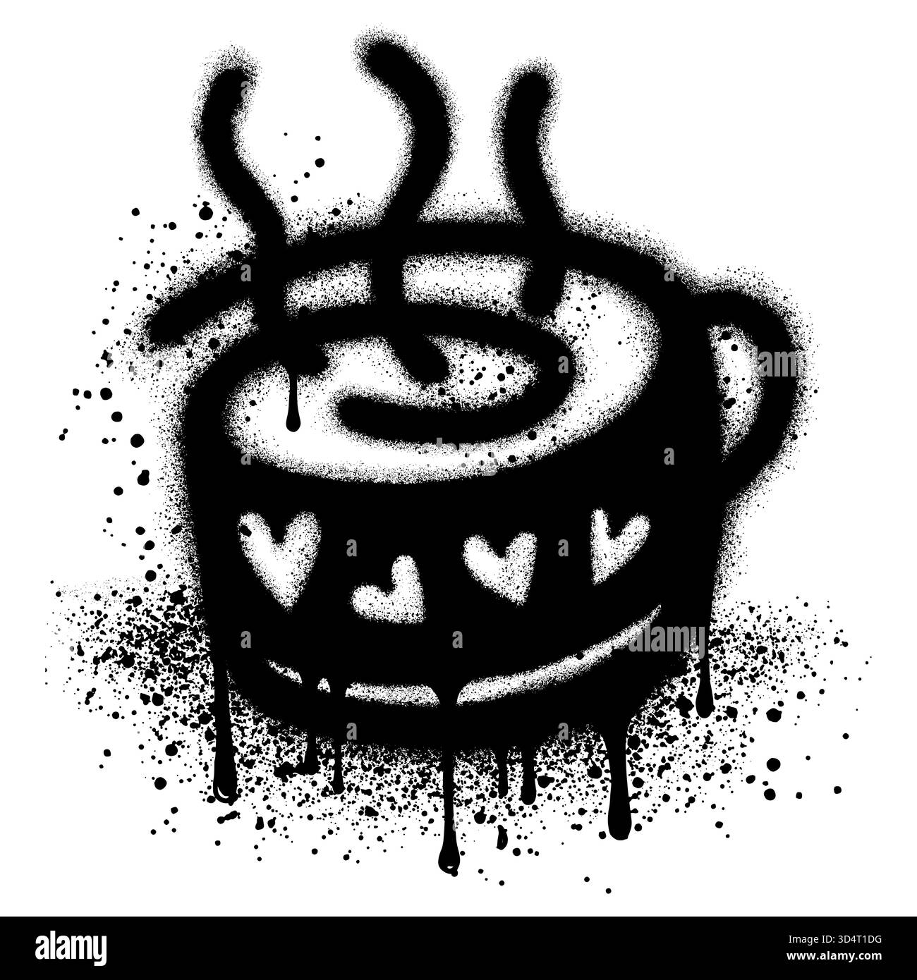 tasse de café graffiti avec peinture noire en aérosol. illustration vectorielle. Illustration de Vecteur