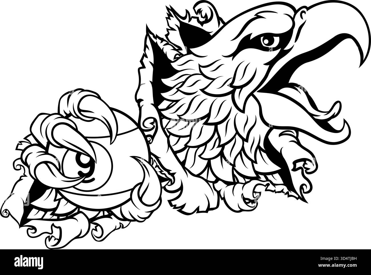 Mascotte de dessin animé Eagle and 9 Ball Nine Ball Pool Illustration de Vecteur