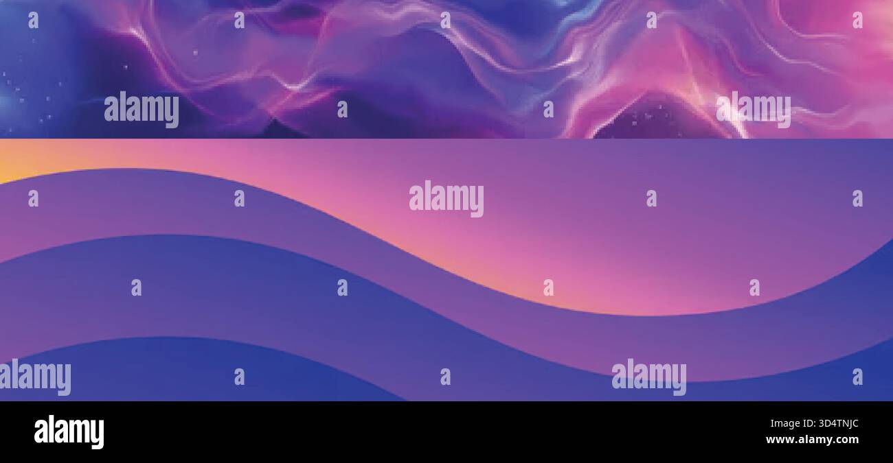 Fond d'onde de gradient bleu et violet envoûtant : formes liquides fluides abstraites avec motif holographique à flux vectoriel pour les conceptions numériques modernes. Illustration de Vecteur