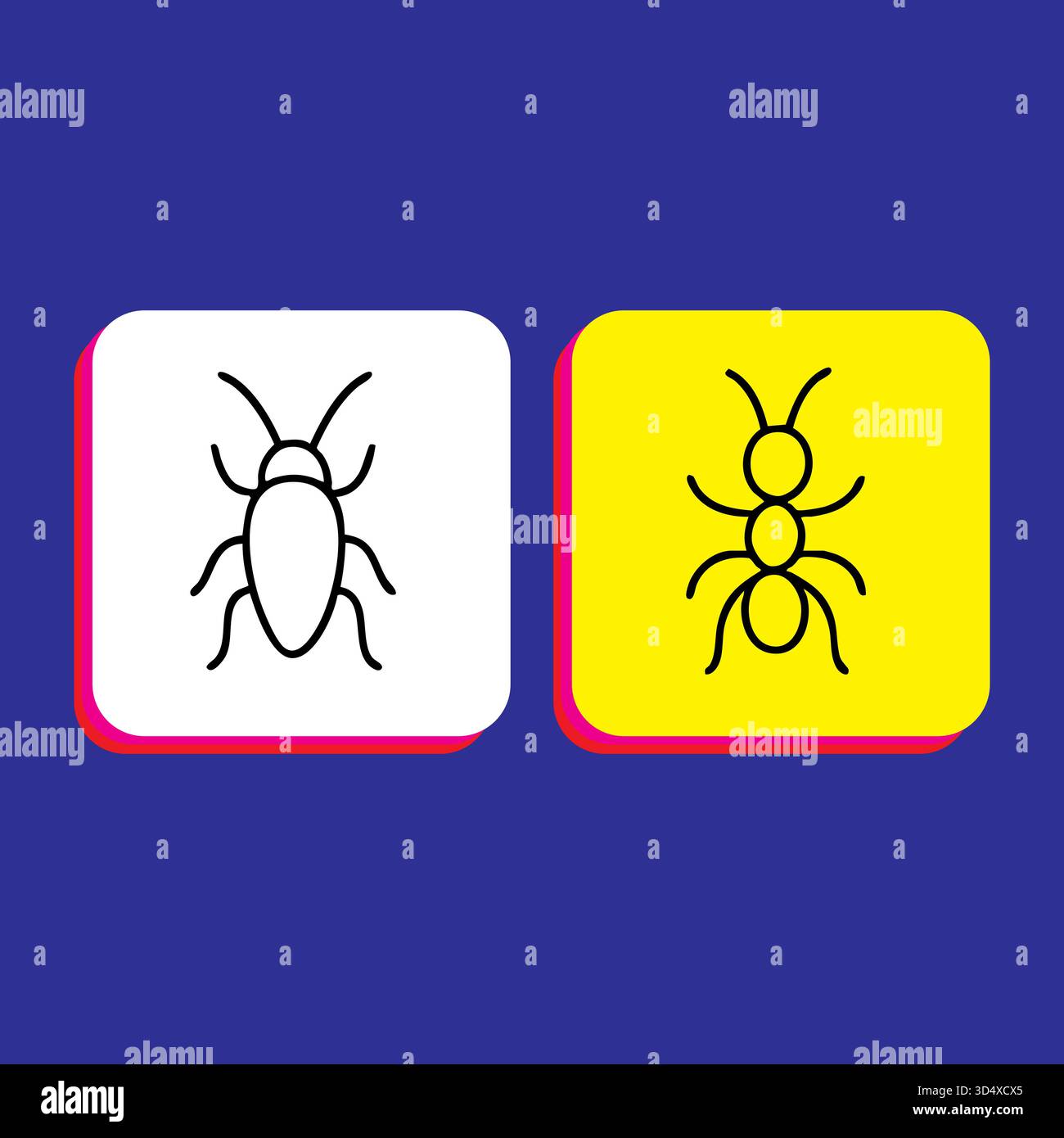 Illustration graphique vectorielle de deux insectes sur fond blanc et jaune Illustration de Vecteur