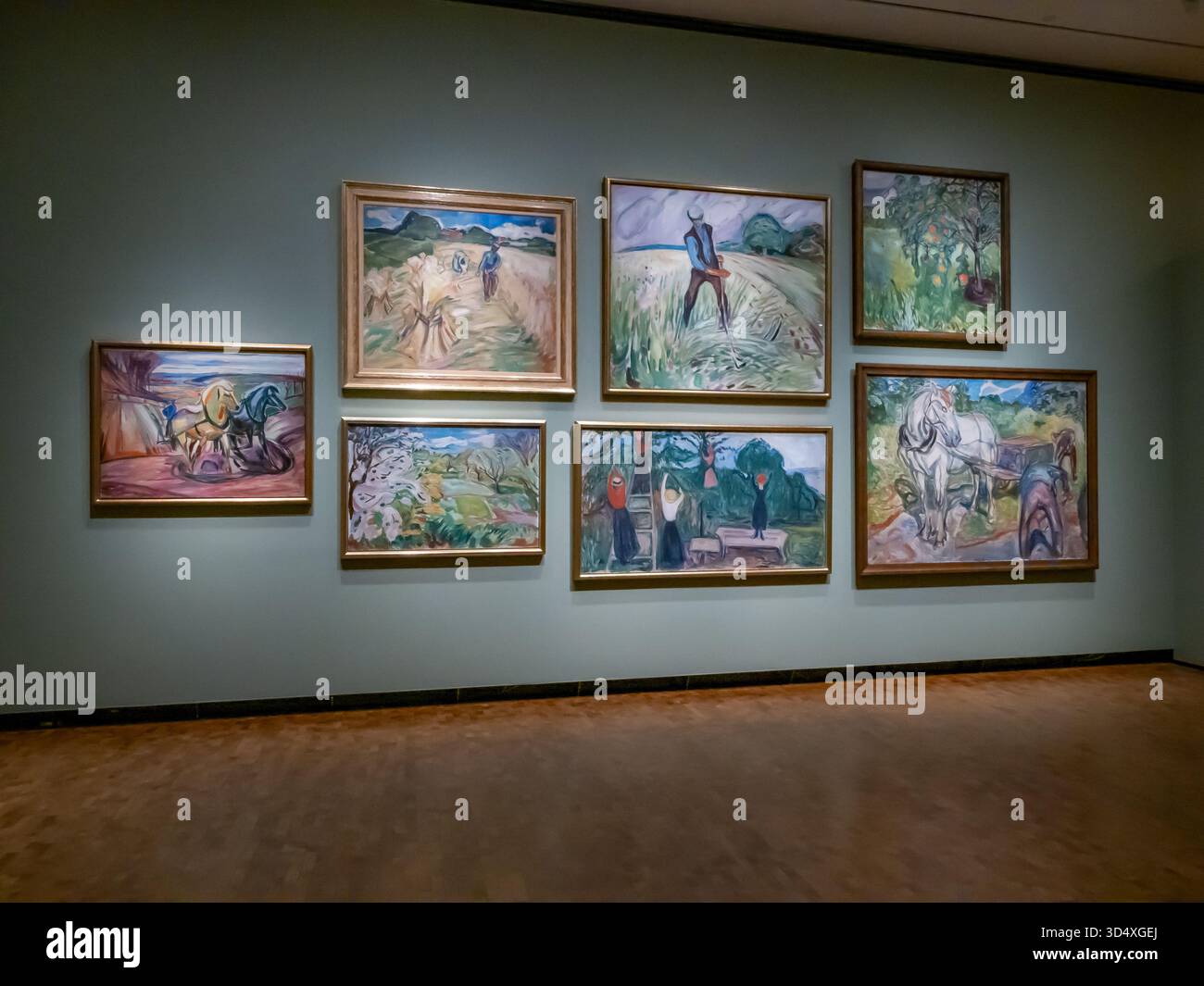Oslo, Norvège - 14 août 2024 : peintures à l'exposition monumentale du Musée Munch, musée d'art à Bjørvika, Europe du Nord Banque D'Images
