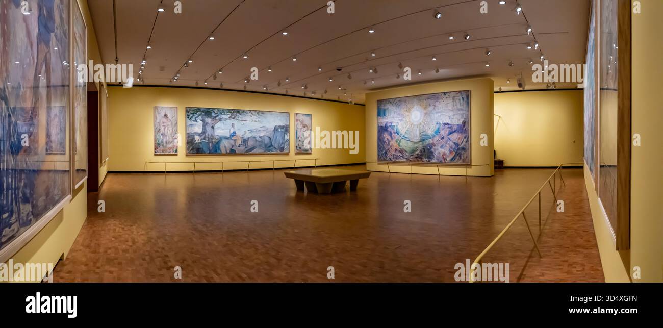 Oslo, Norvège - 14 août 2024 : peintures à l'exposition monumentale du Musée Munch, musée d'art à Bjørvika, Europe du Nord Banque D'Images
