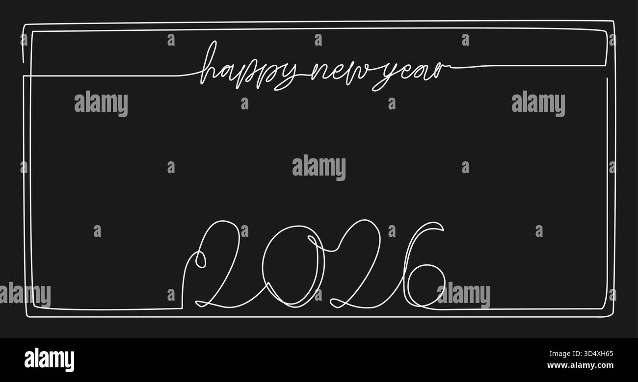 dessin de ligne continu, bonne année 2026 carte de voeux, illustration vectorielle d'art au trait Illustration de Vecteur