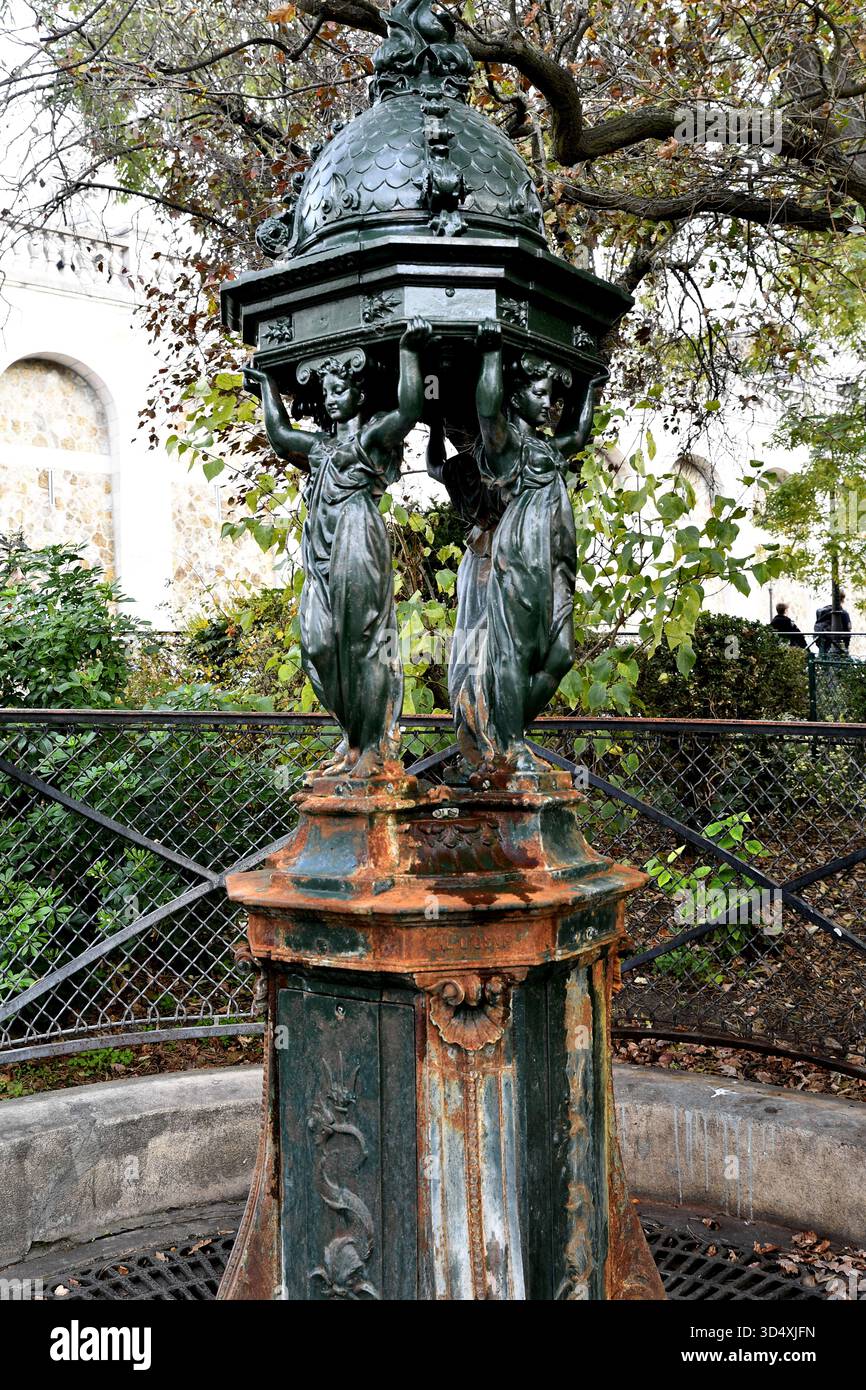 Fontaine Wallace à Montmartre - Paris - France Banque D'Images