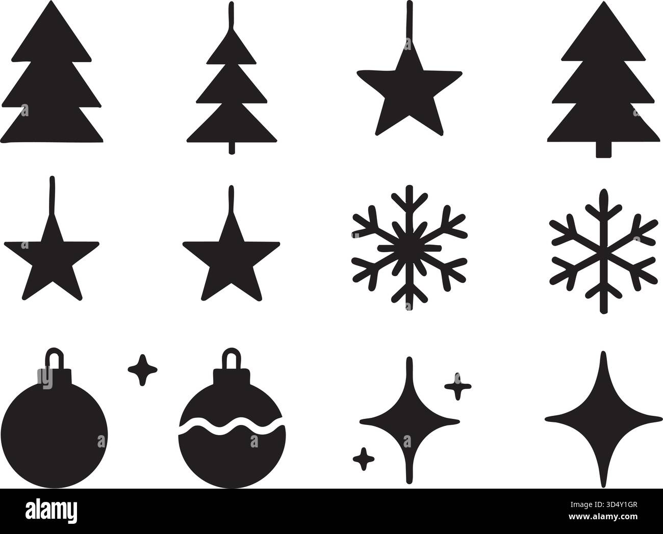icônes de noël et voeux de nouvel an Illustration de Vecteur