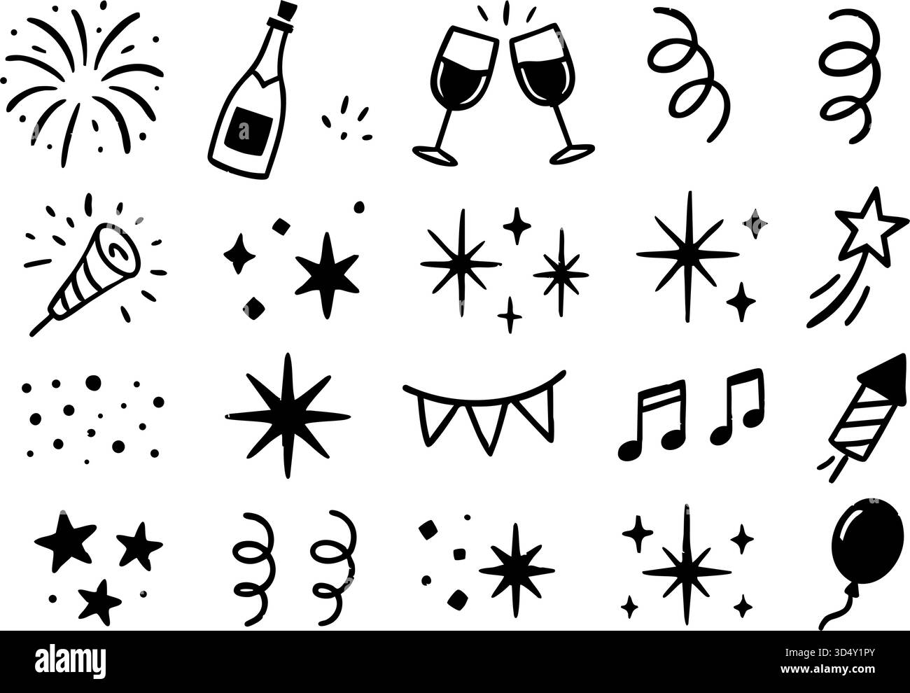 Jeu de vecteur de feu d'artifice du nouvel an. Illustration de Vecteur