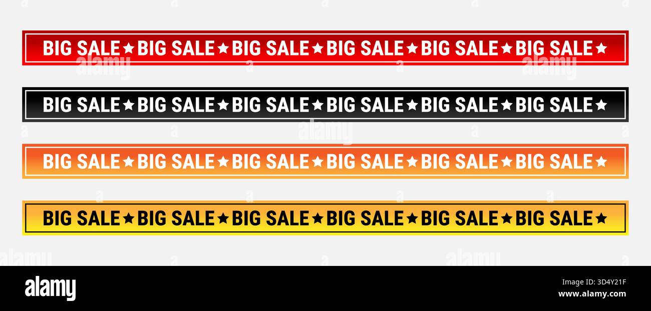 Collection colorée de bandes de ruban adhésif de grande vente dans des tons rouge orange noir vif et jaune parfait pour la vente au détail de bannière de marketing de conception de promotion Illustration de Vecteur