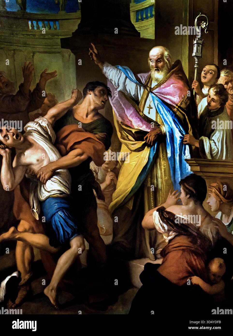 Sant'Ubaldo vescovo libera un osesso - Sant'Ubaldo évêque libère un dare par Pietro Antonio Rotari ( 1707 - 1762) peintre italien de la période baroque. L'Italie, l'italien. Banque D'Images