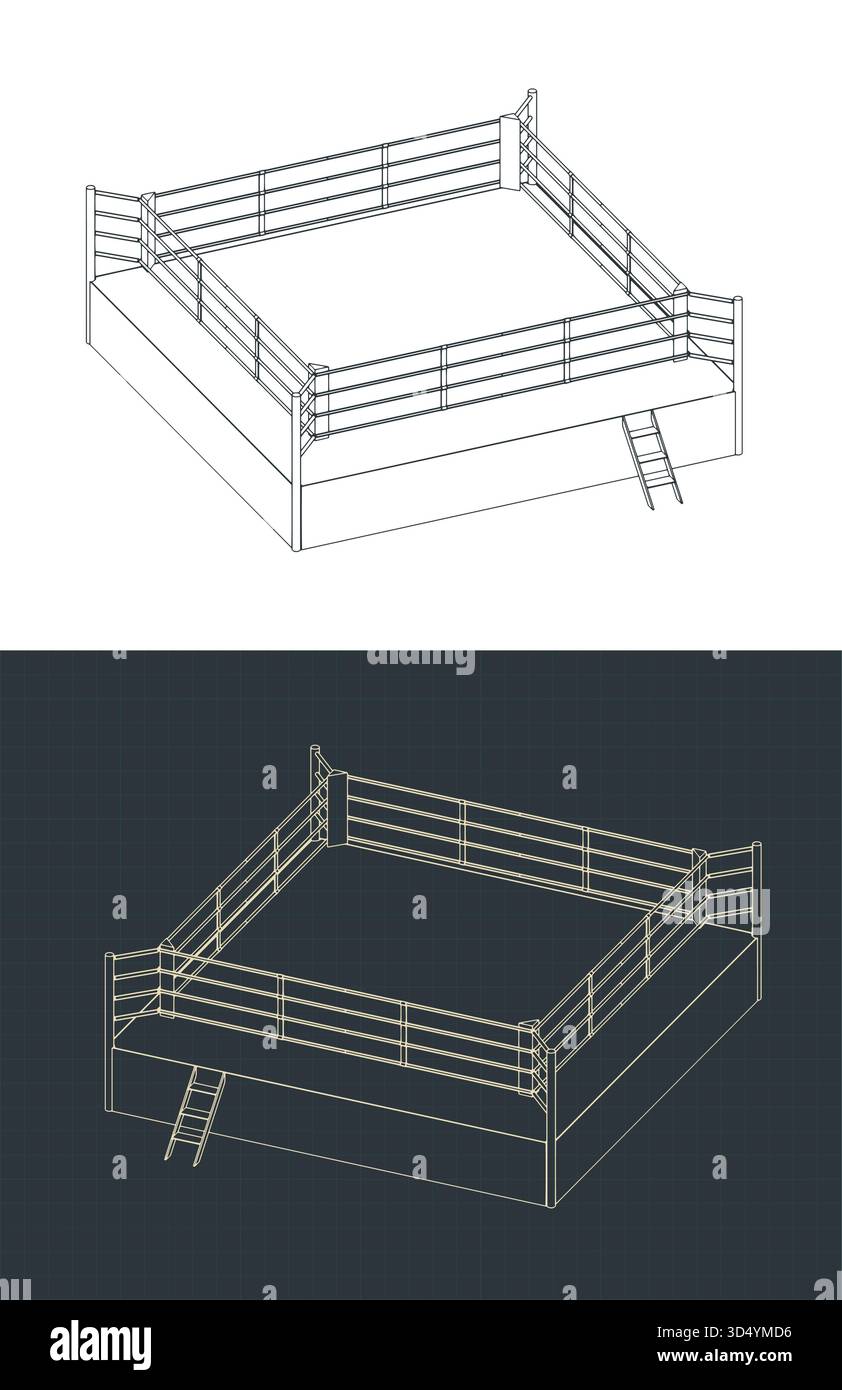 Illustrations vectorielles stylisées de dessins isométriques d'anneaux de boxe Illustration de Vecteur