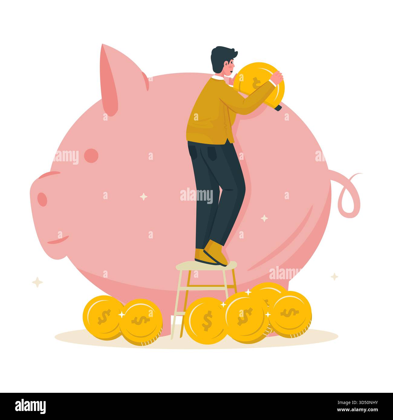 Économiser de l'argent dans une illustration vectorielle de tirelire Illustration de Vecteur