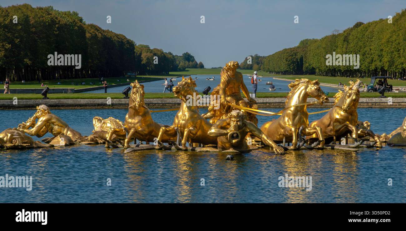 La Fontaine Apollon dans les jardins du château de Versailles, France Banque D'Images