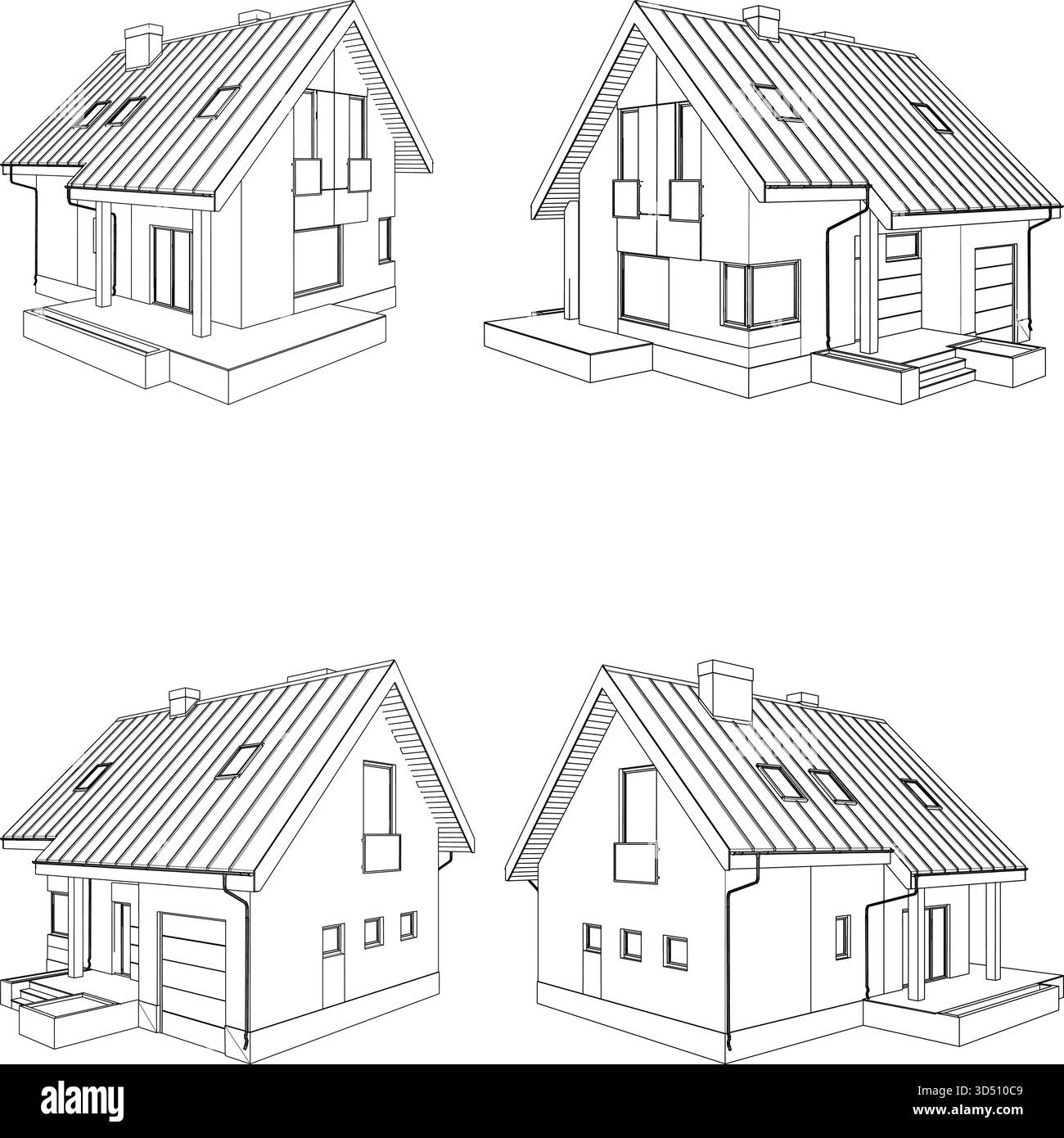 Vecteur de maison familiale résidentielle. Illustration de bâtiment moderne isolé sur fond blanc. Illustration de Vecteur