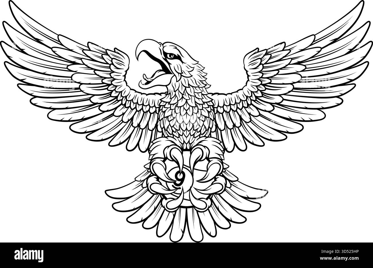 Mascotte de dessin animé Eagle and 9 Ball Nine Ball Pool Illustration de Vecteur