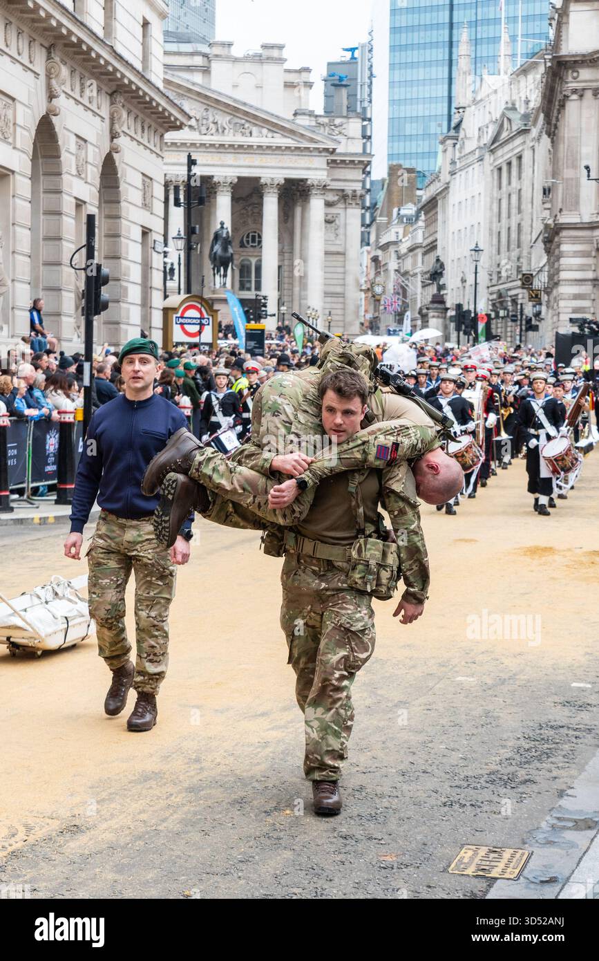 Lady Mayor's Show procession, City of London. Événement historique traditionnel pour Lord ou Lady Mayor de Londres. 131 Commando Squadron Royal Engineers Banque D'Images