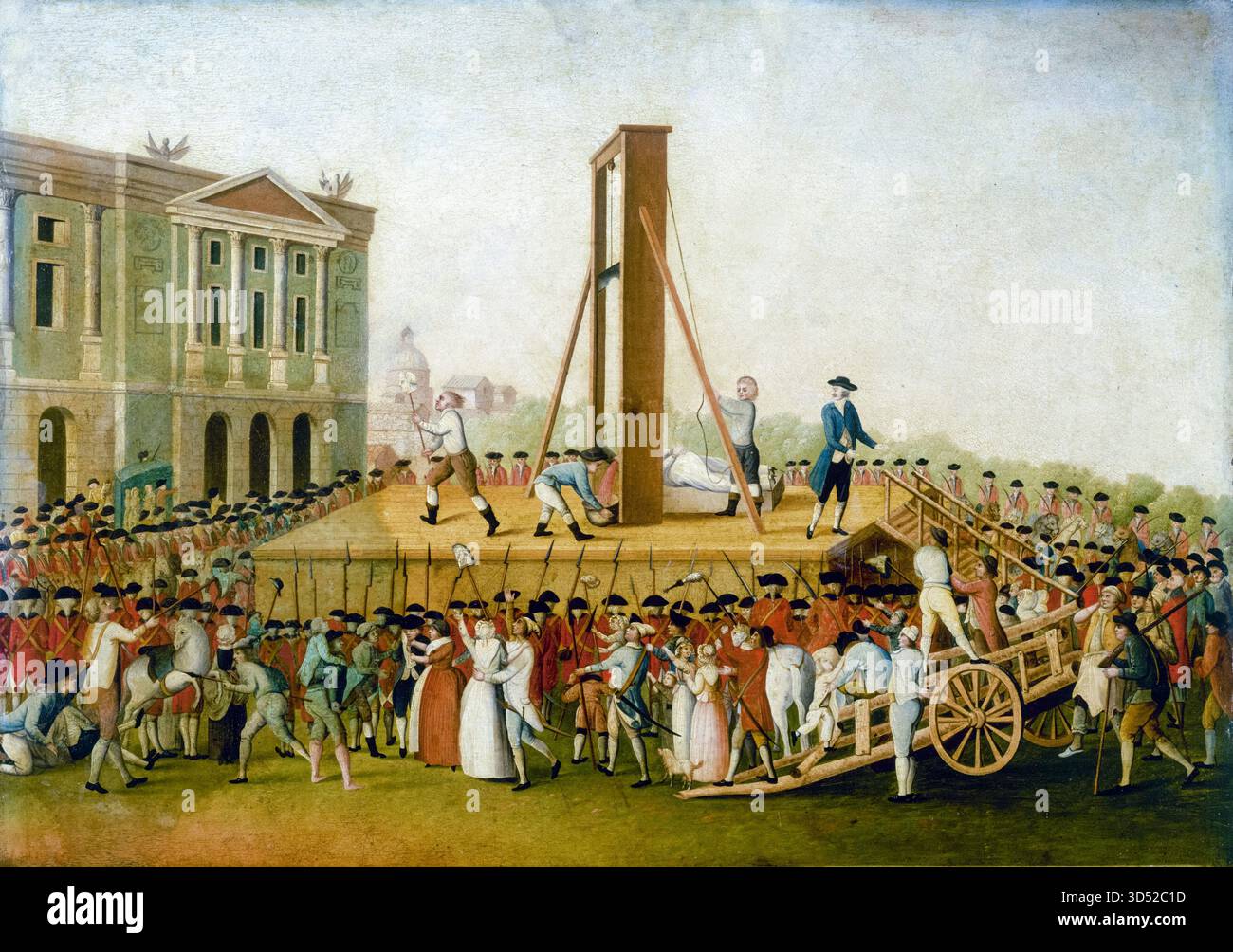 Révolution française. Décès de Marie Antoinette. L'exécution de Marie-Antoinette (1755-1793) par guillotine le 16 octobre 1793, peinture à l'huile sur cuivre, 1793-1798 Banque D'Images