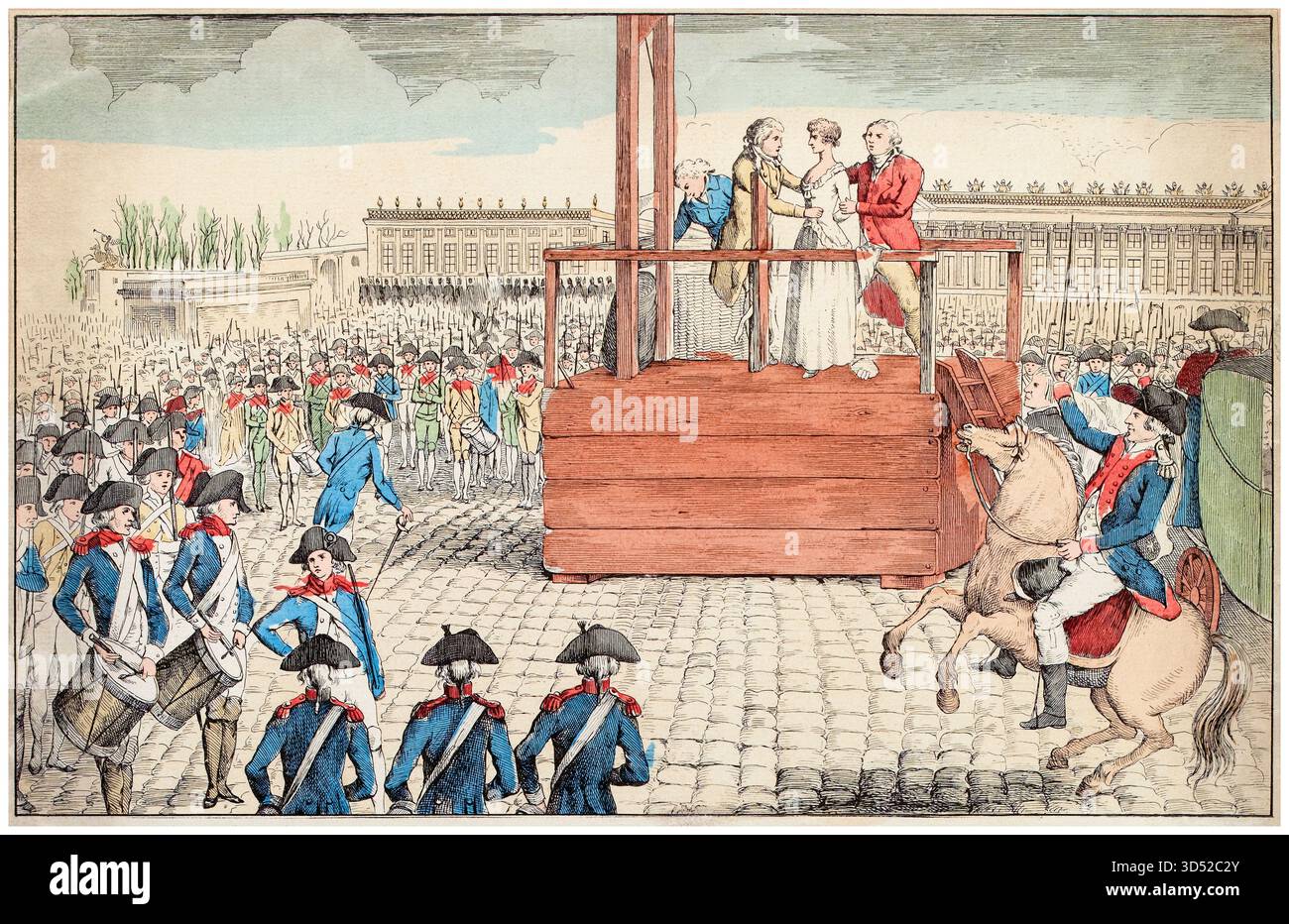 Révolution française. L'exécution et la mort de Marie-Antoinette (1755-1793) le 16 octobre 1793 par guillotine sur la place de la Révolution, Paris, gravure, 1793-1803 Banque D'Images