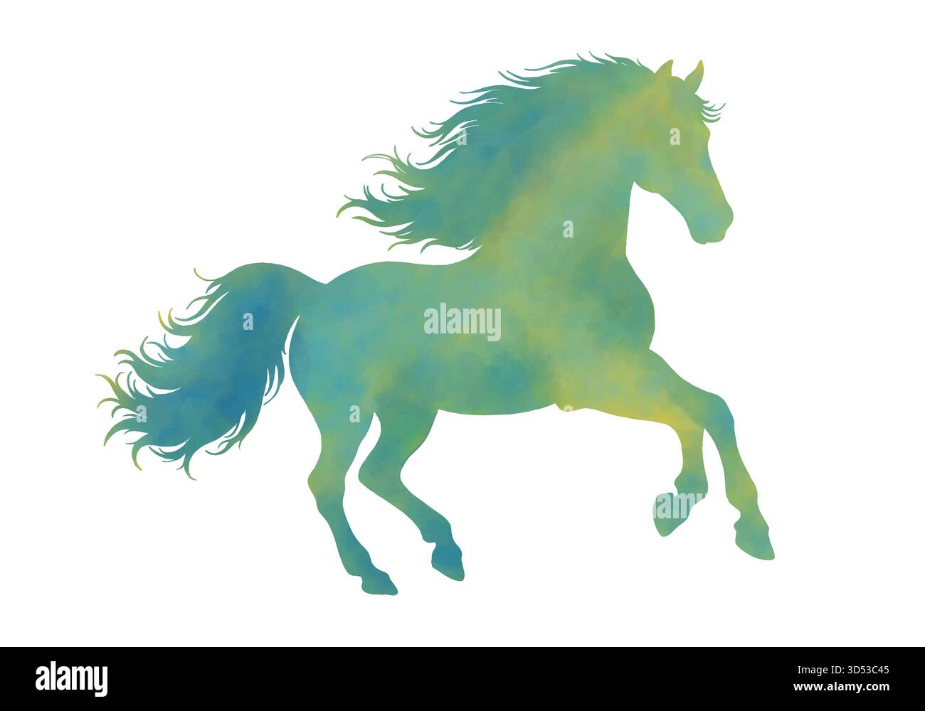 Silhouette aquarelle d'un cheval dans une pose dynamique. Symbole du nouvel an chinois 2026. Élément de design pour cartes postales, cartes, invitations Illustration de Vecteur