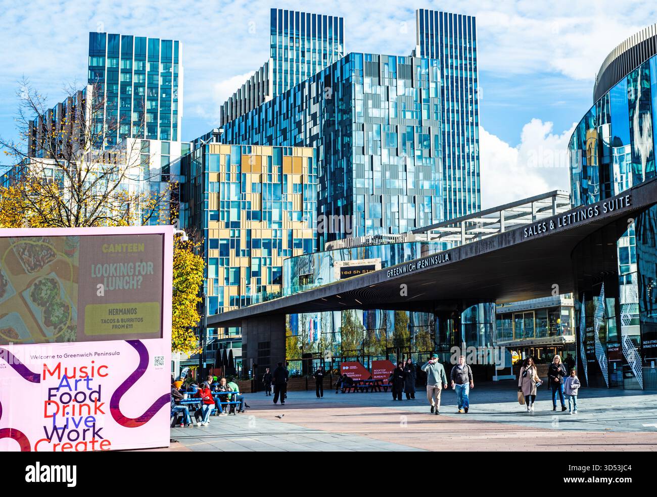 Greenwich Peninsular, North Greenwich, Londres, Angleterre Banque D'Images