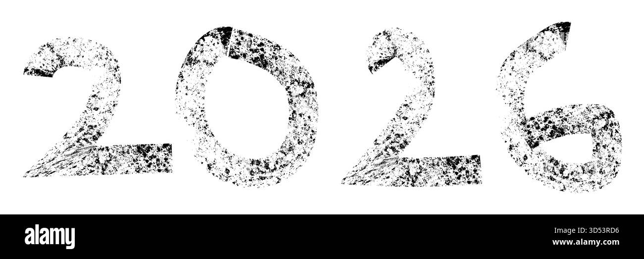 typographie de texture grise 2026, vecteur de nombre abstrait, illustration de design moderne, graphique minimaliste du nouvel an Illustration de Vecteur