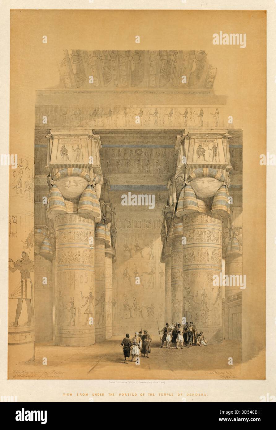 Égypte et Nubie, volume II vue sous le portique du temple de Dendera par Louis Haghe Illustration de Vecteur