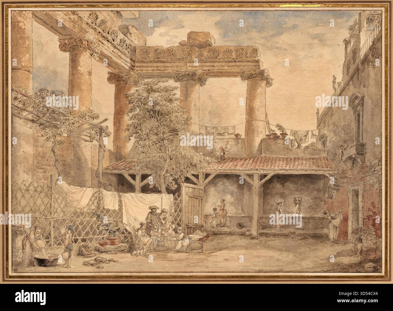 Ruines romaines, Villa Pamfili par Hubert Robert Illustration de Vecteur