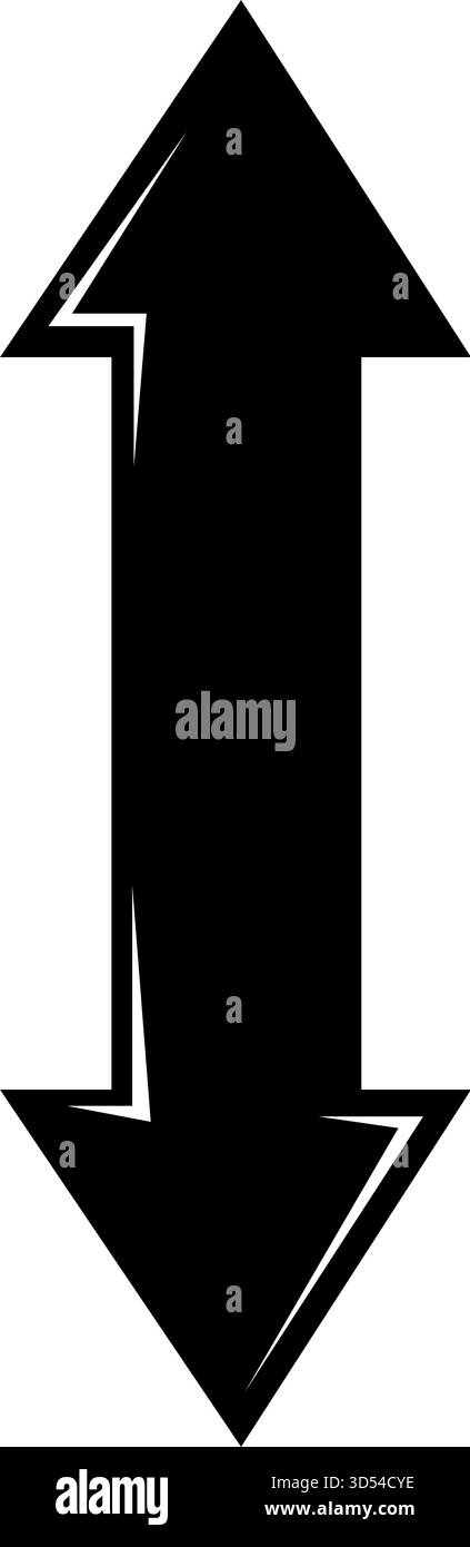 illustration vectorielle symbole de flèche noir et blanc indiquant une double signification sens haut et bas Illustration de Vecteur