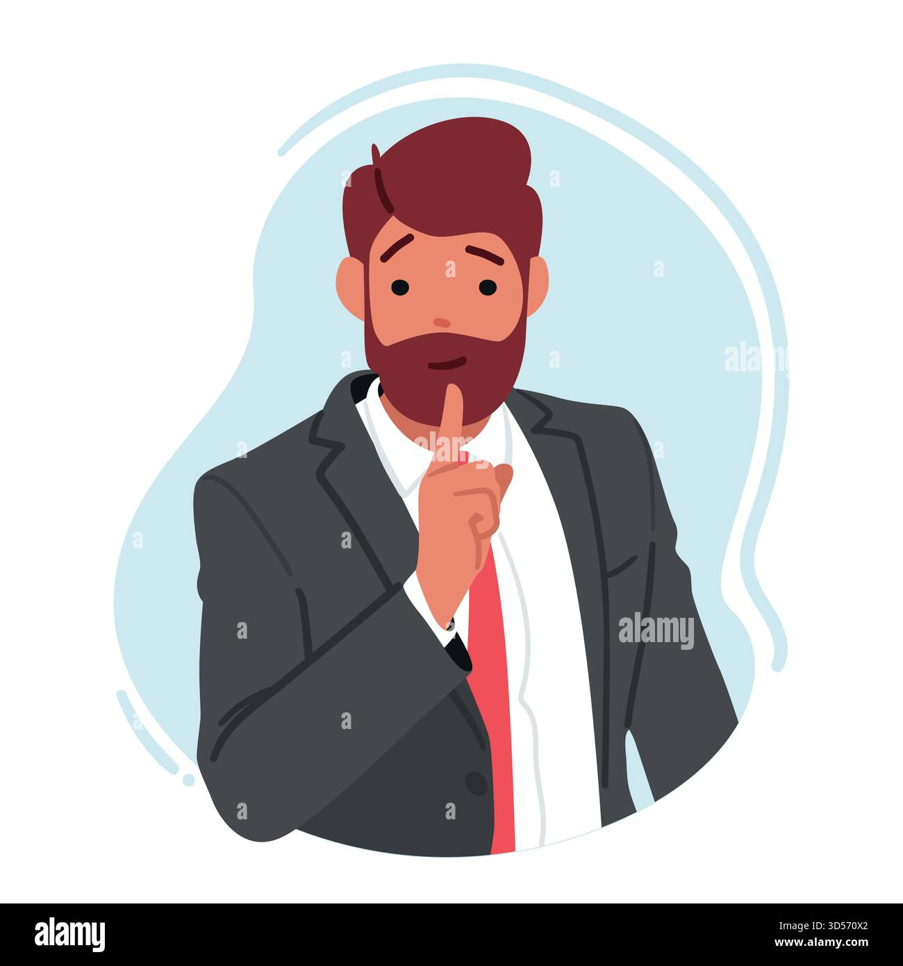 Homme faisant Un geste de silence, indiquant le besoin de calme ou de confidentialité. Personnage masculin Express secret, confidentialité, prônant Un Sile Illustration de Vecteur