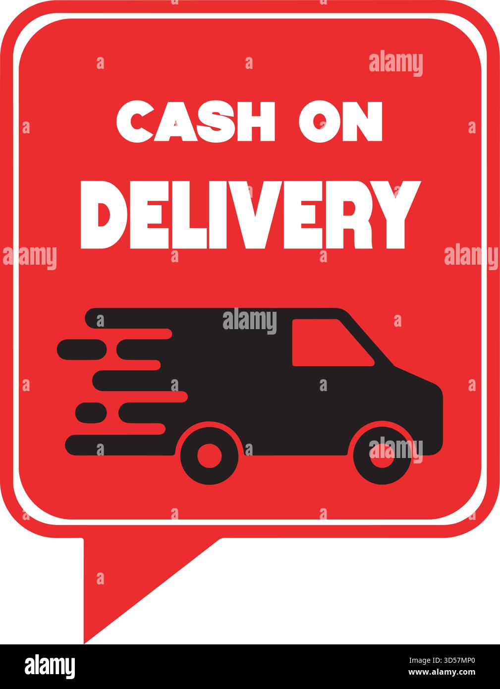 Icône de vecteur Cash on Delivery avec autocollant de camion de livraison rapide sur fond rouge Illustration de Vecteur