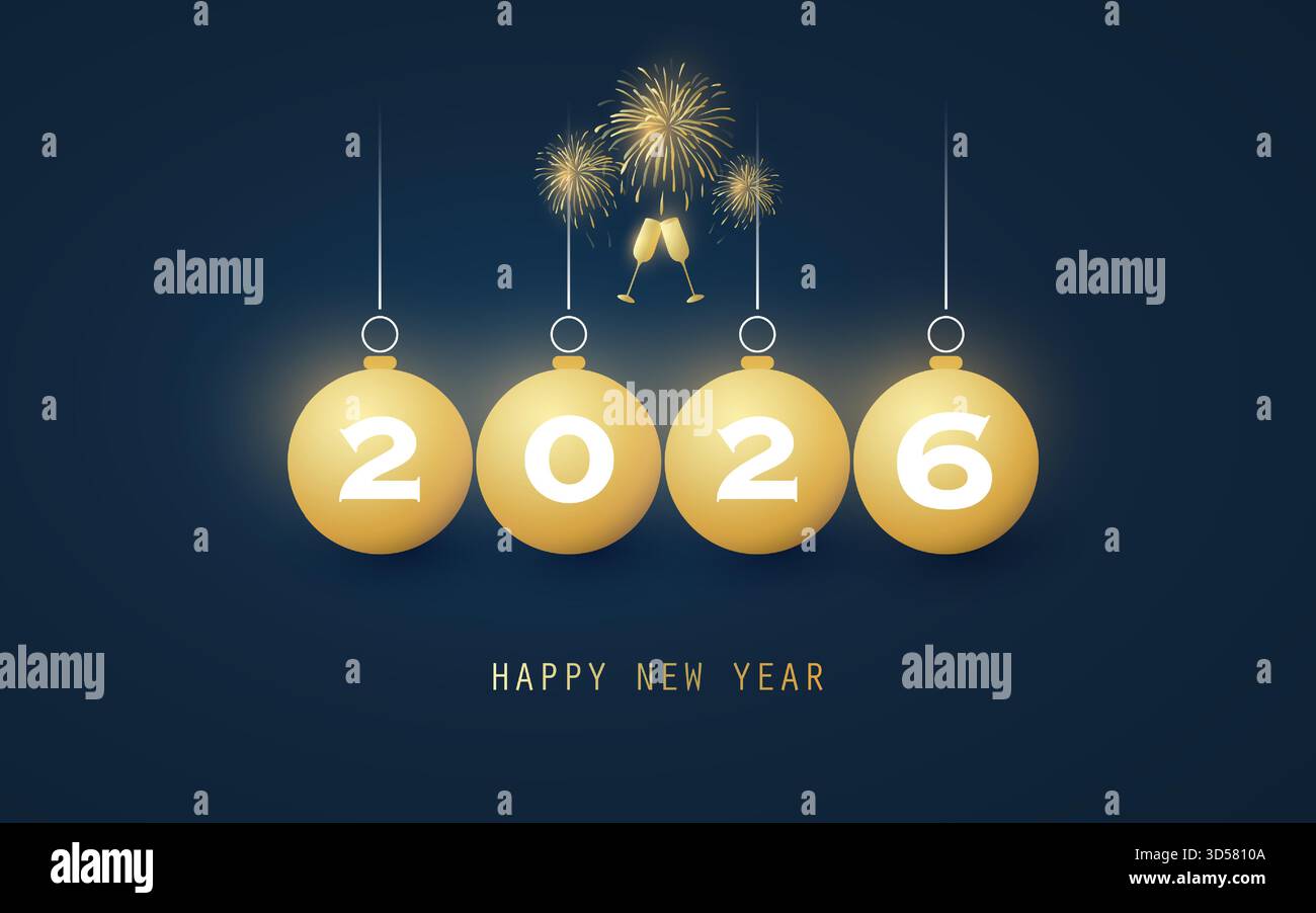 Meilleurs voeux - carte du nouvel an, couverture ou modèle de conception de fond - 2026 Illustration de Vecteur