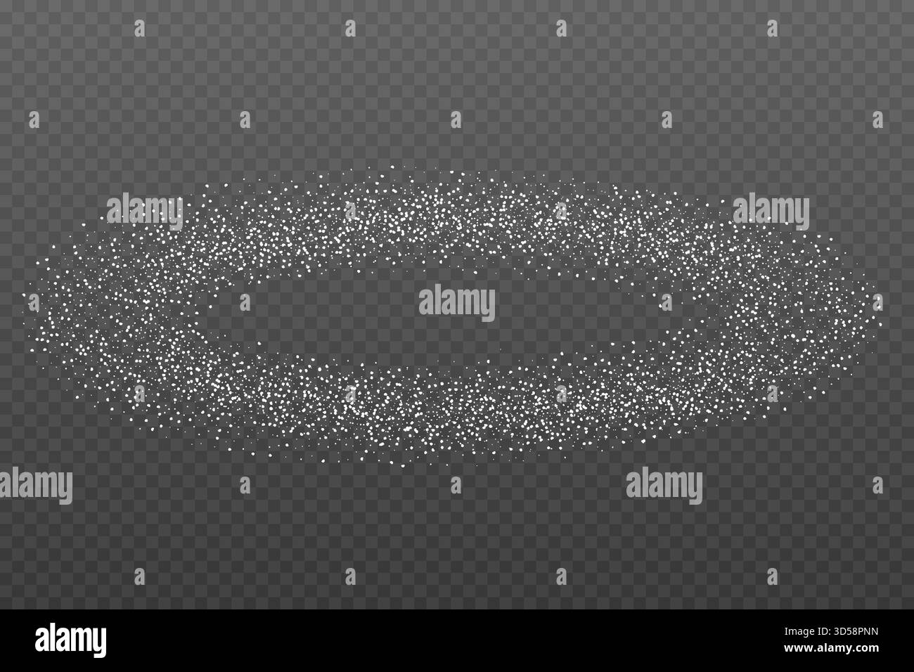 Texture réaliste de sucre en poudre ou de sel, particules. Illustration vectorielle isolée sur fond gris foncé Illustration de Vecteur
