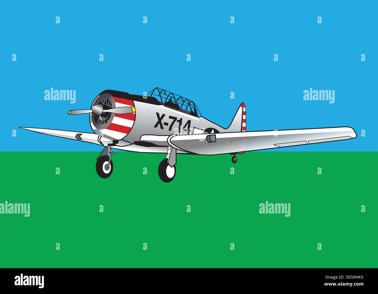 Avion de chasse de la seconde Guerre mondiale stationné au sol Illustration de Vecteur