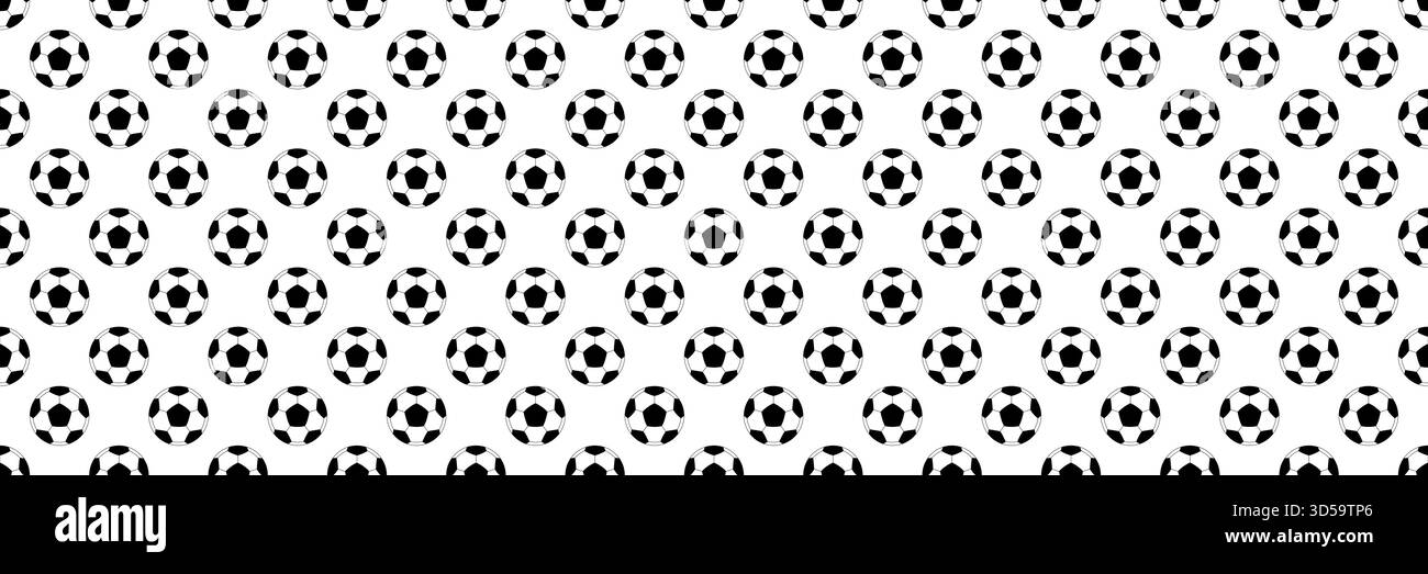 motif horizontal sans couture noir et blanc de football ou de ballon de football pour la conception et l'arrière-plan. Illustration de Vecteur