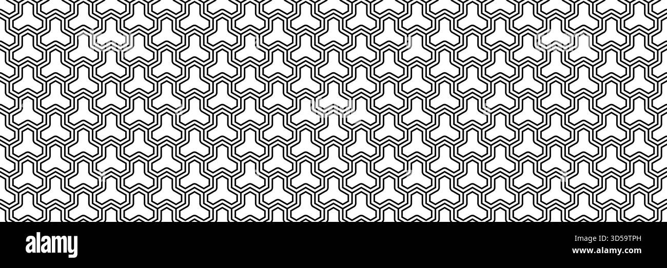 tuile hexagonale horizontale sans couture noire et blanche et motif textile pour la conception. Illustration de Vecteur