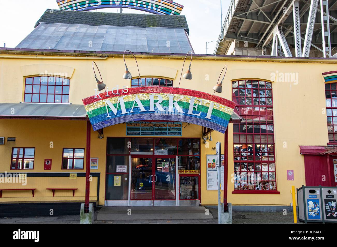 Enseigne du marché pour enfants à Granville Island à Vancouver, Colombie-Britannique, Canada Banque D'Images