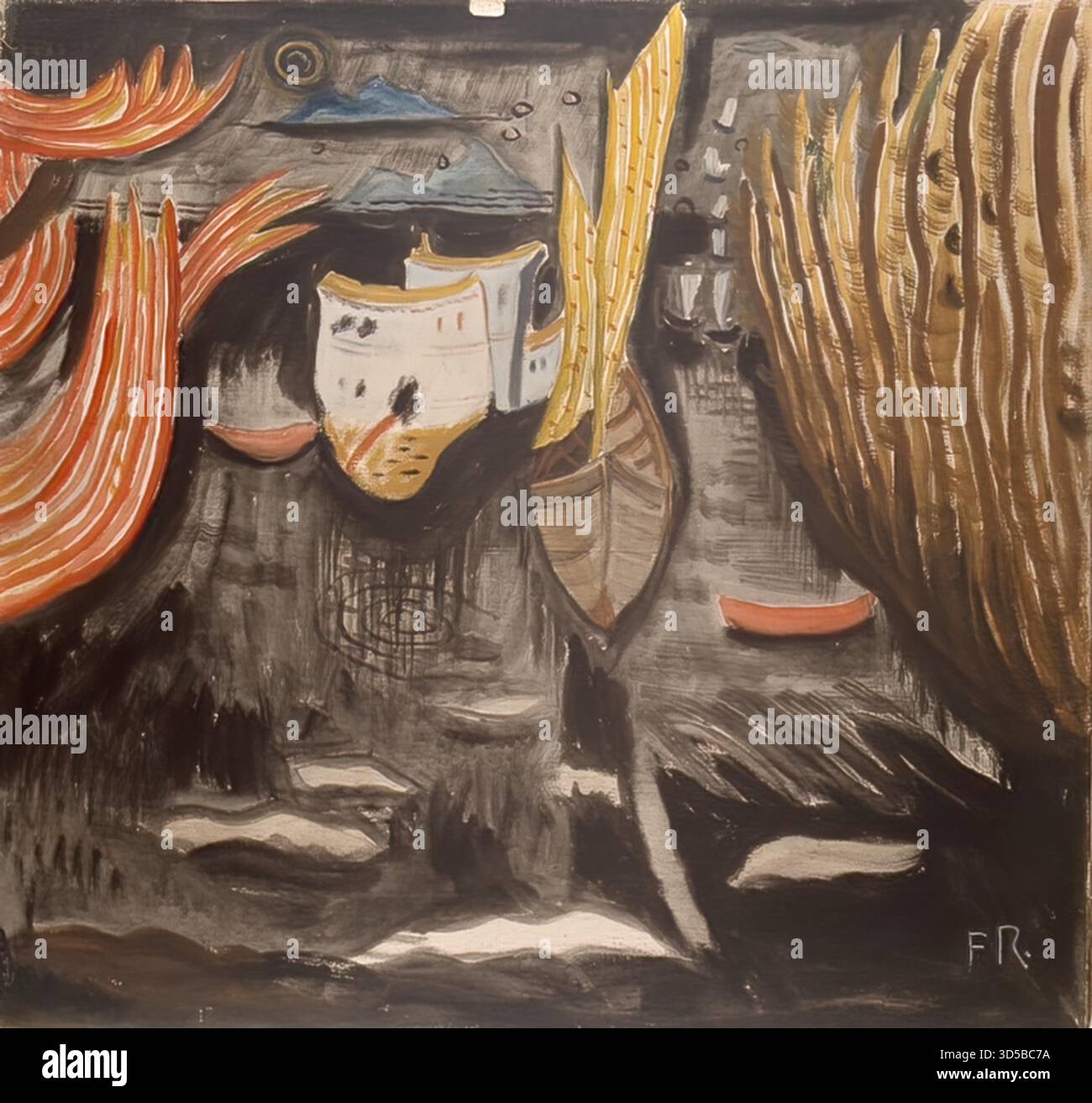 Paysage avec voilier, 1919 par Franz Radziwill Illustration de Vecteur